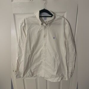 Brooks Brothers 1818 White Button-Down Shirt~Size L~Blue Logo